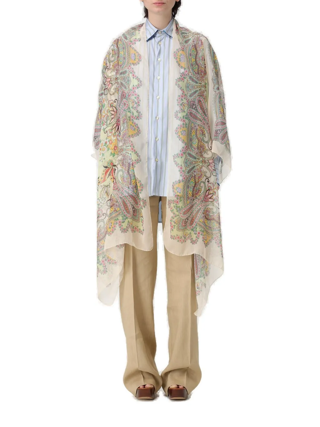 Semi-Sheer Paisley Printed Cape