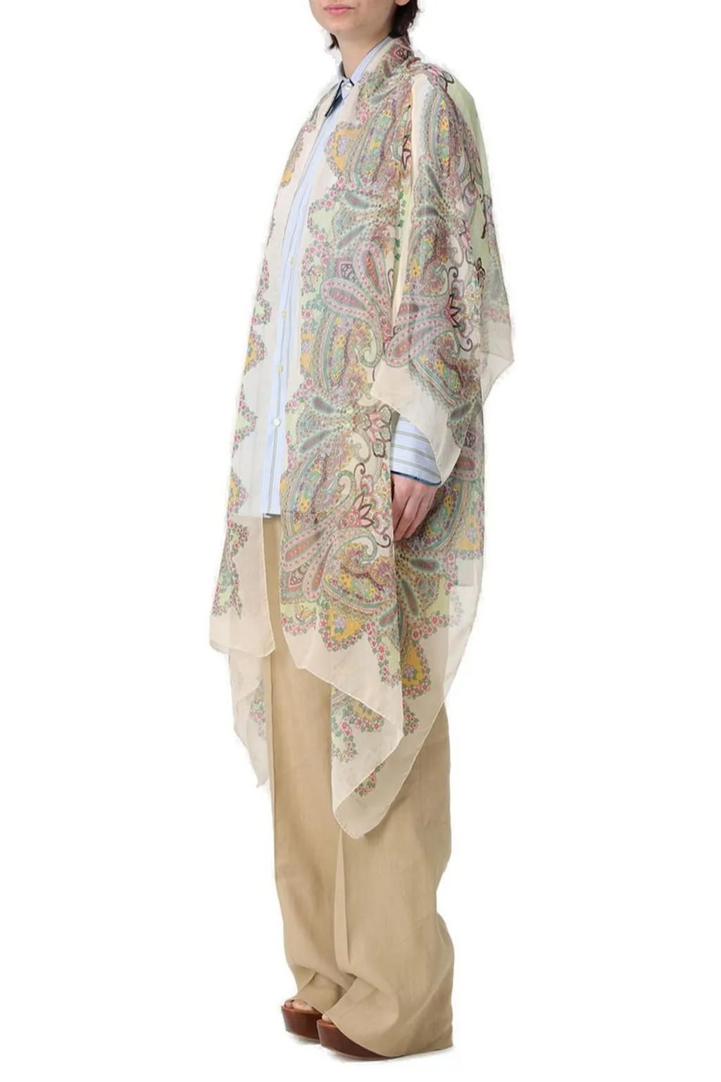 Semi-Sheer Paisley Printed Cape