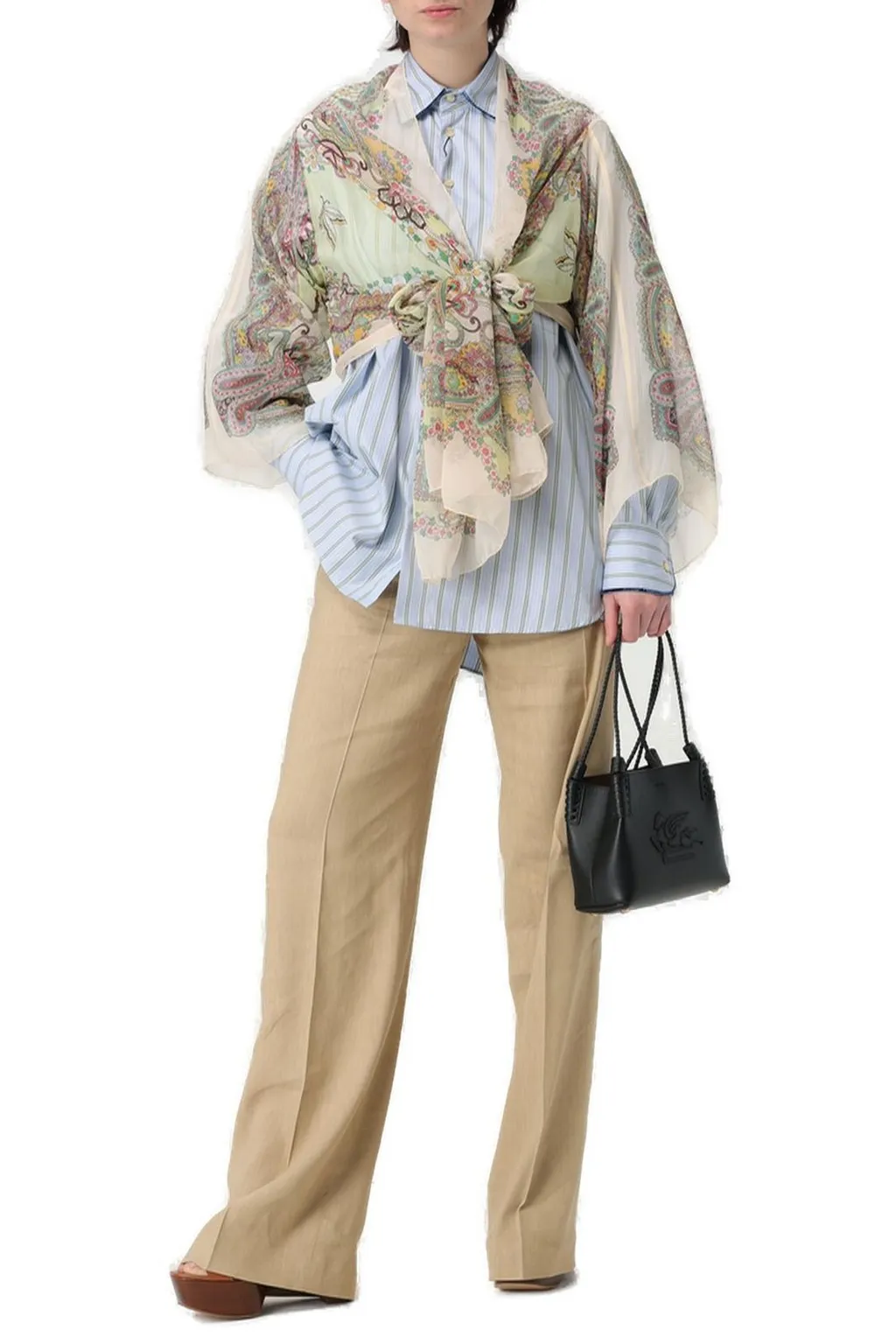 Semi-Sheer Paisley Printed Cape