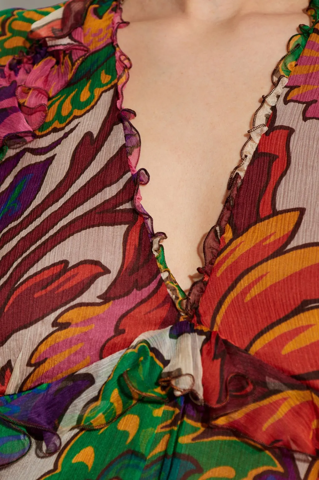 Floral-Printed V-Neck Mini Dress