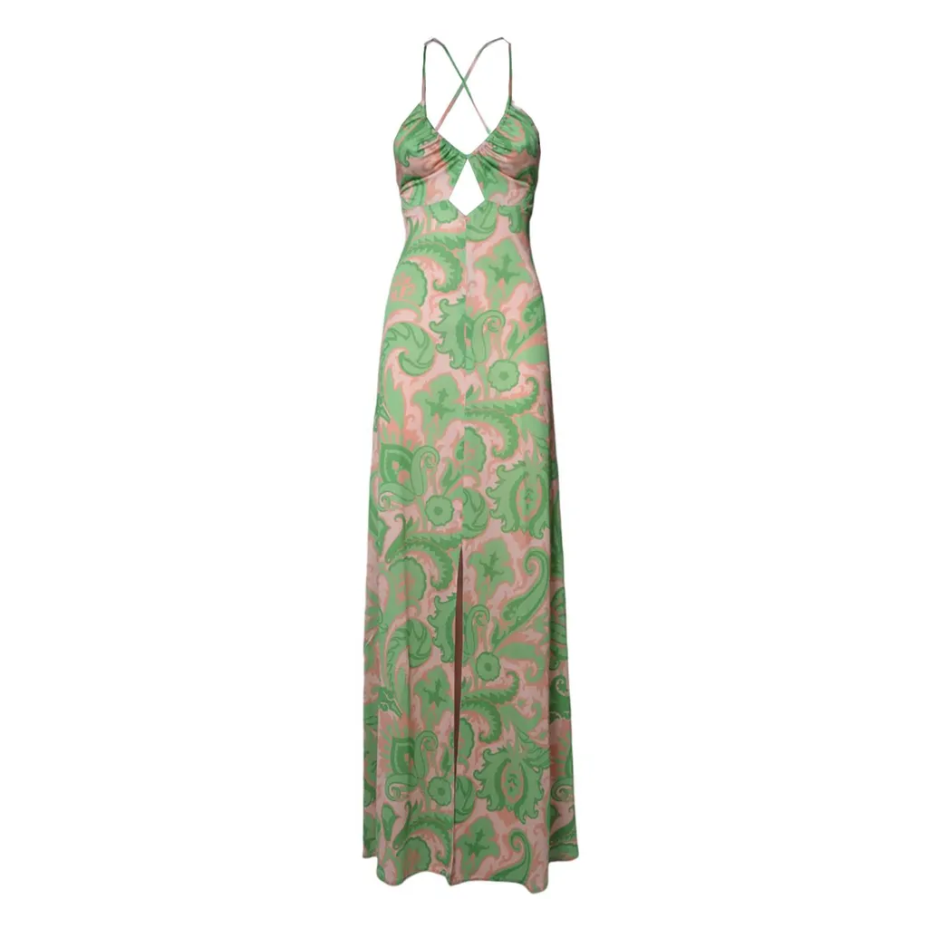 Barocco-Printed Cut-Out Maxi Dress