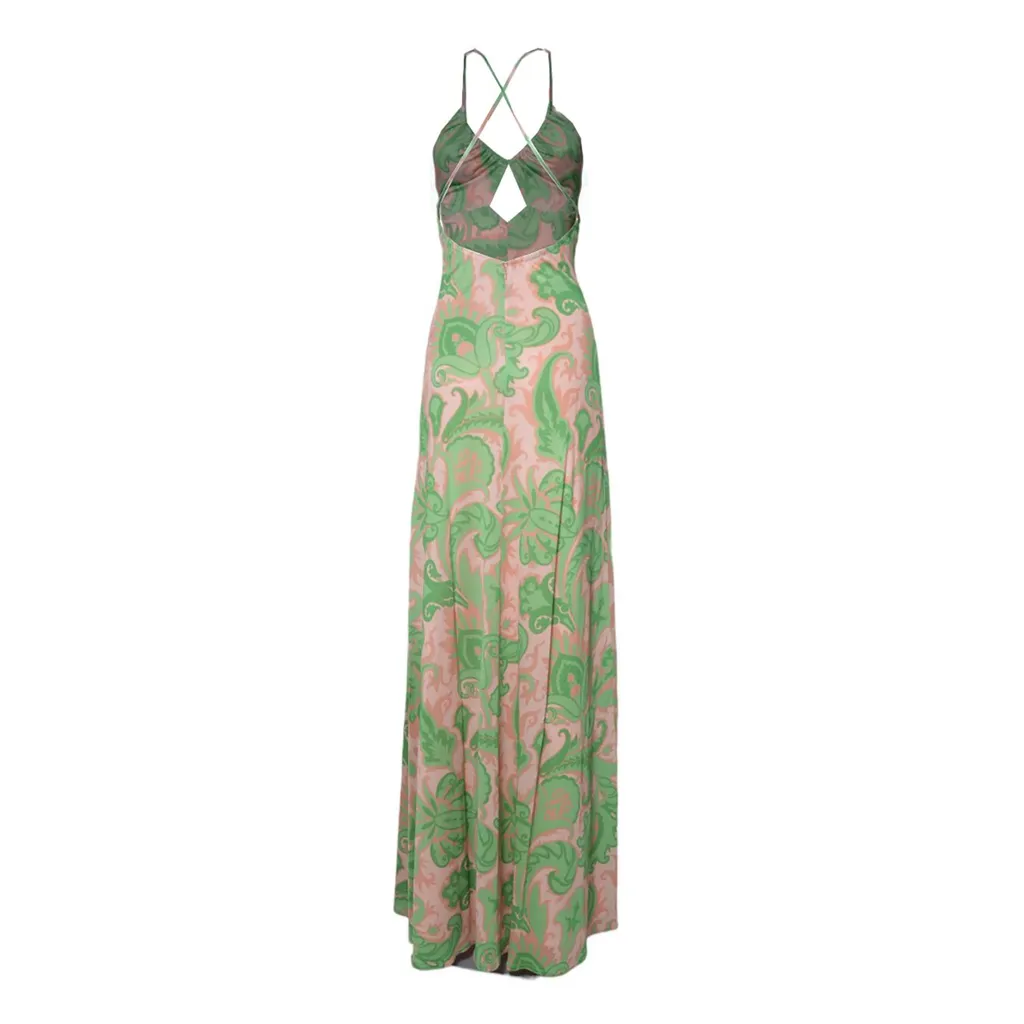 Barocco-Printed Cut-Out Maxi Dress
