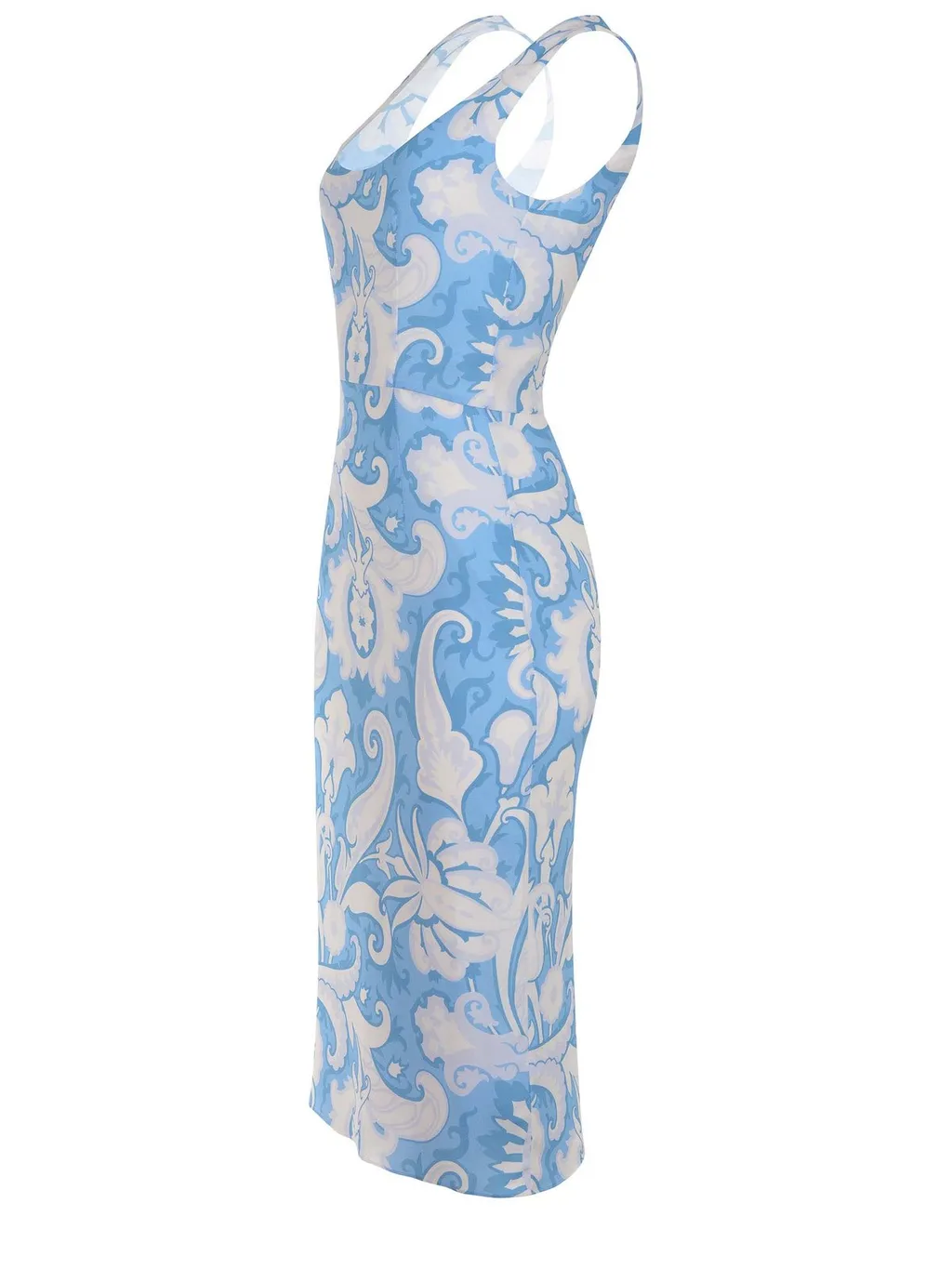 Paisley Print Sleeveless Midi Dress
