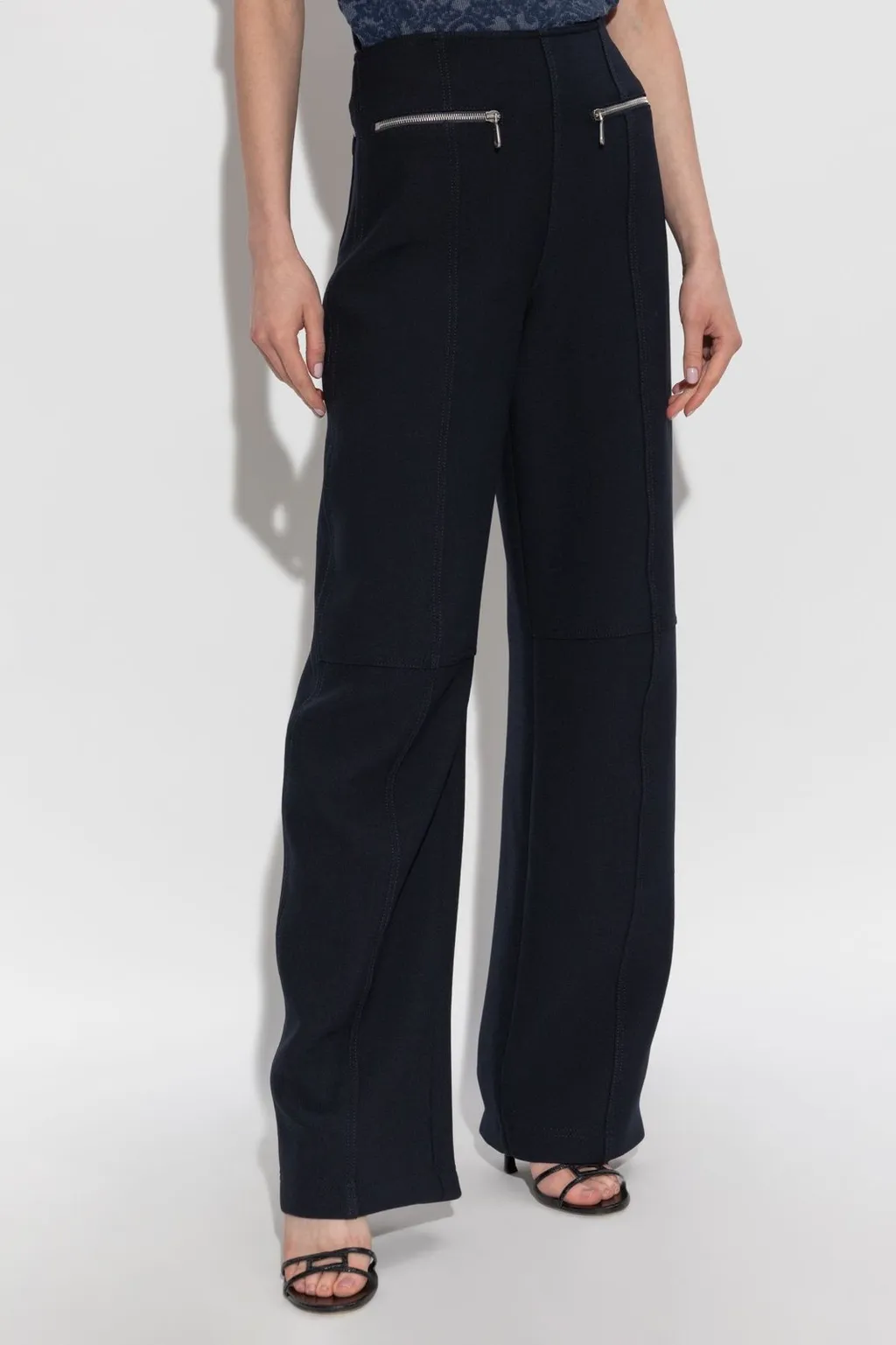Zip-Detailed High-Waisted Trousers