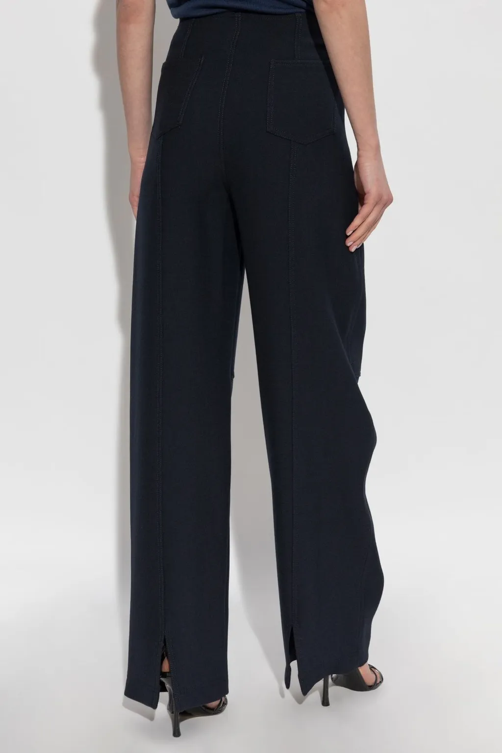 Zip-Detailed High-Waisted Trousers