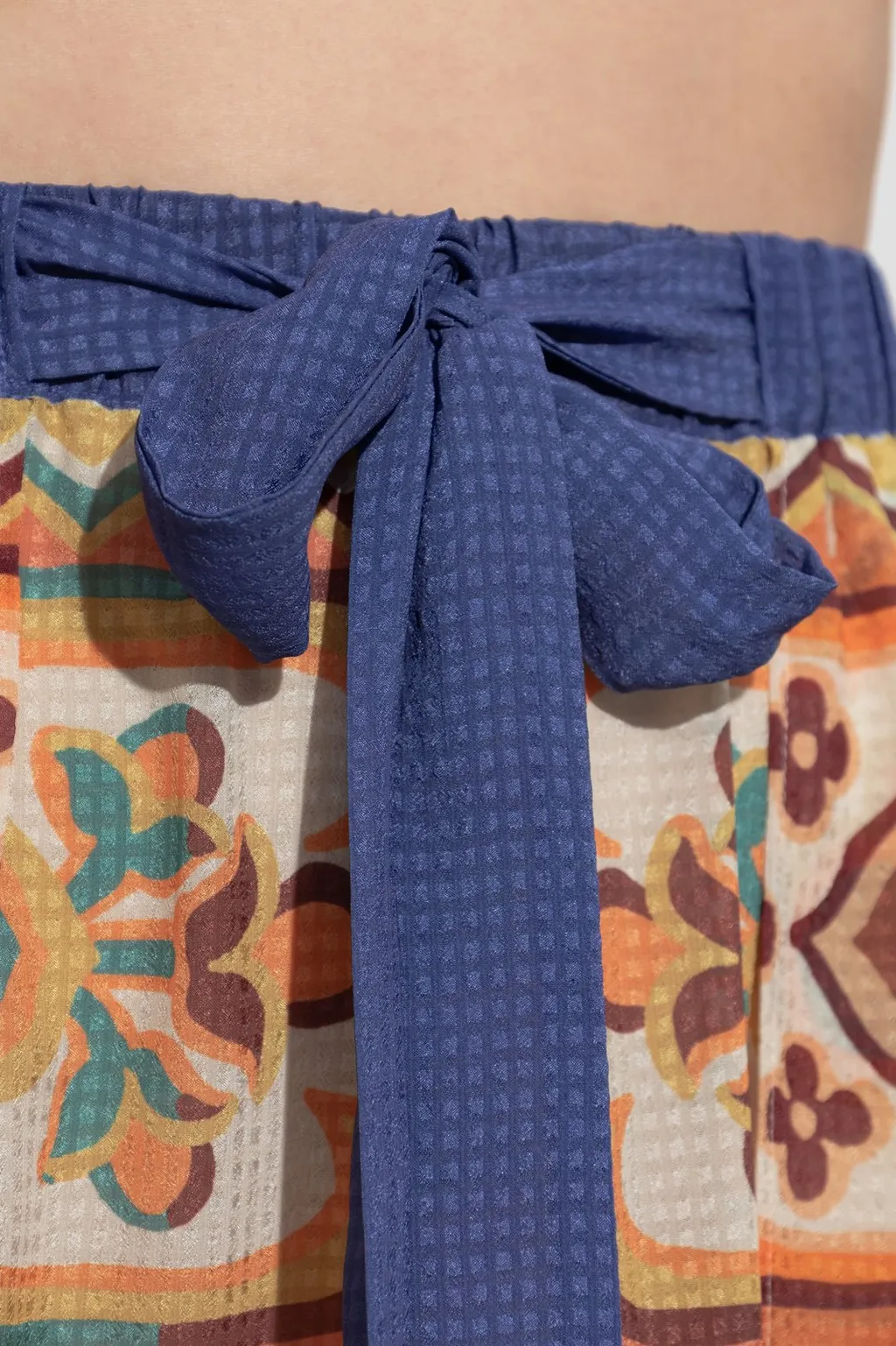 Tie-Waisted Side-Slit Trousers