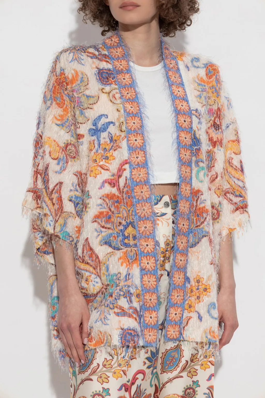 Patterned Fringed Knit Cardigan