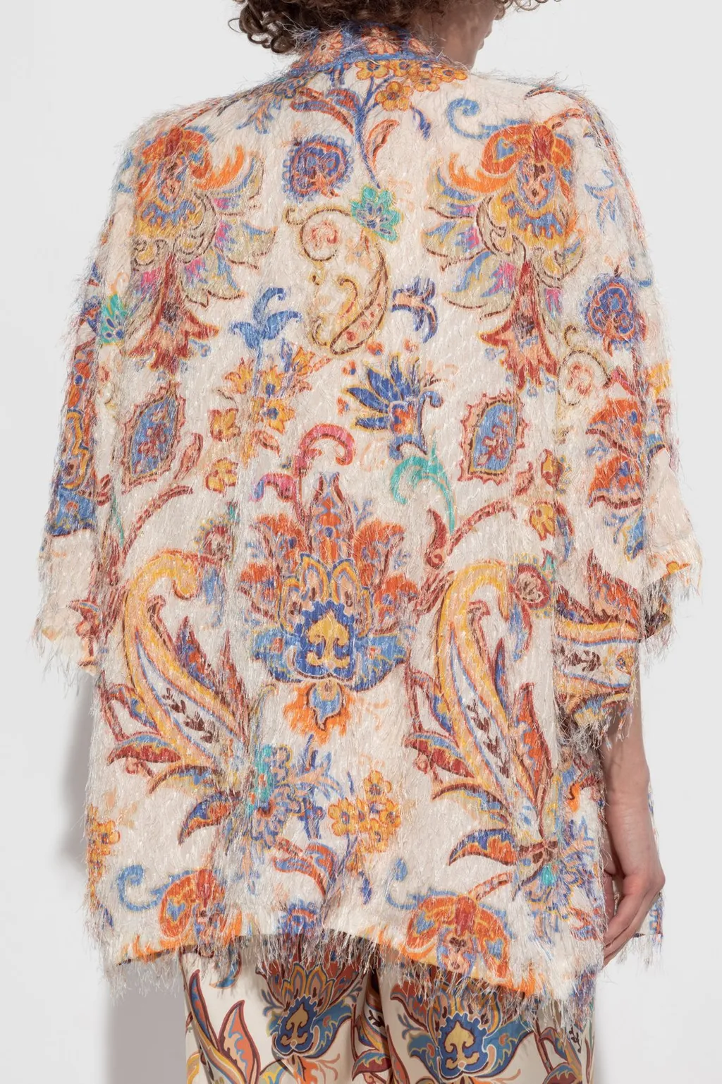 Patterned Fringed Knit Cardigan