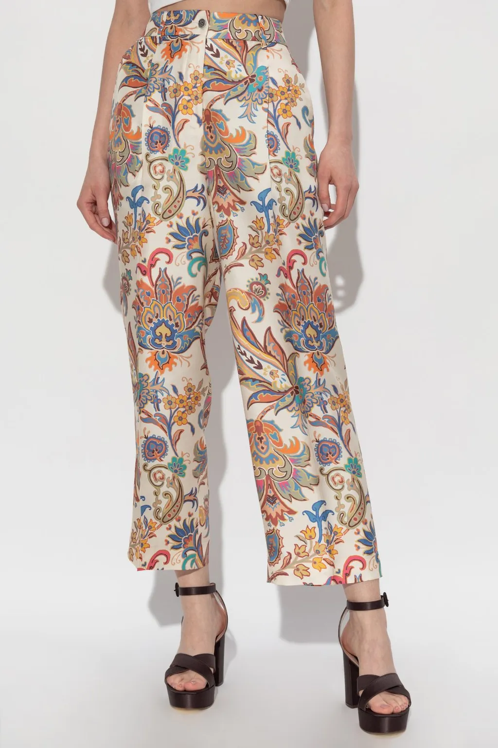 Patterned Wide-Leg Trousers