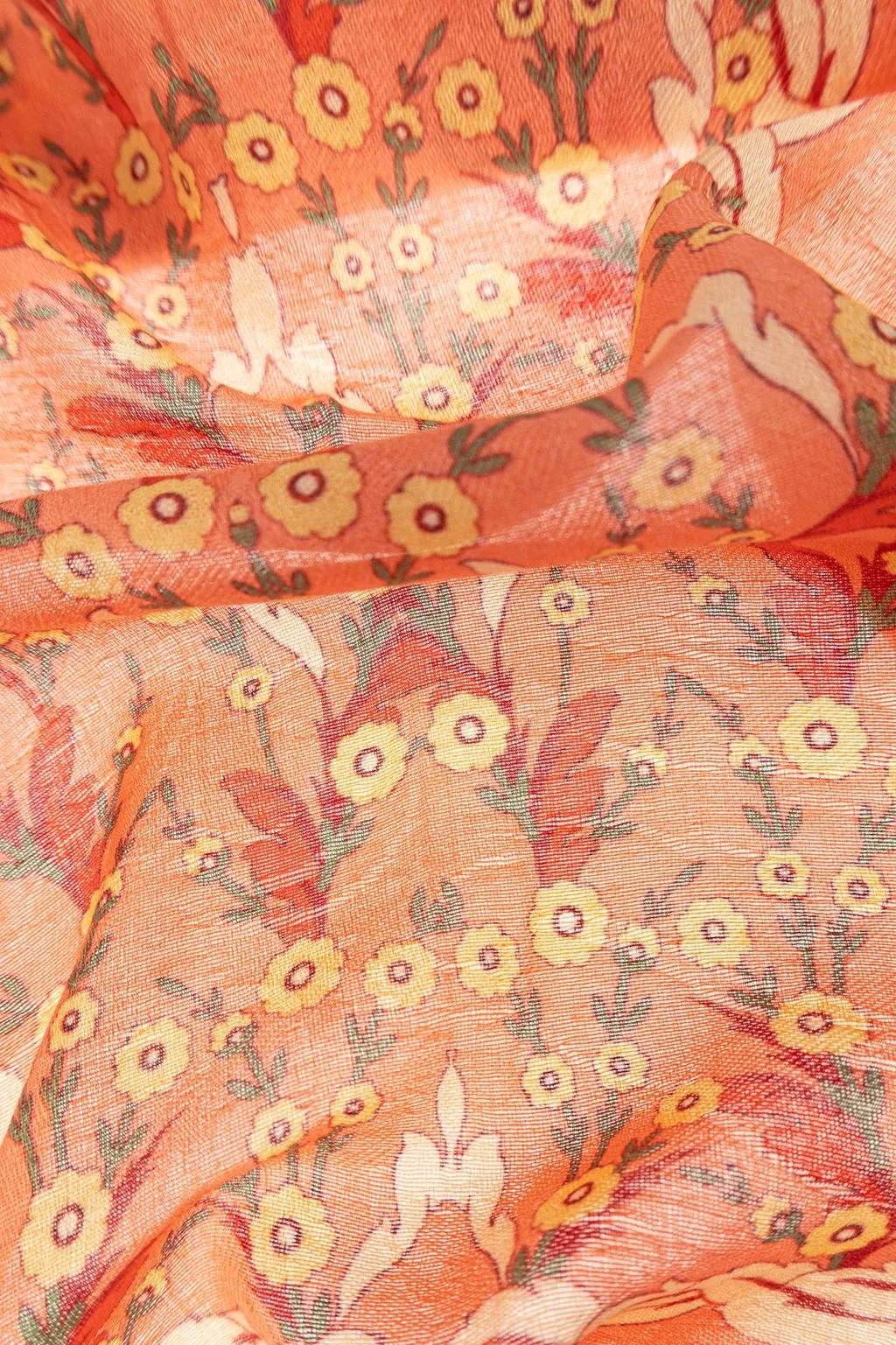 Floral Motif Frayed Edge Scarf