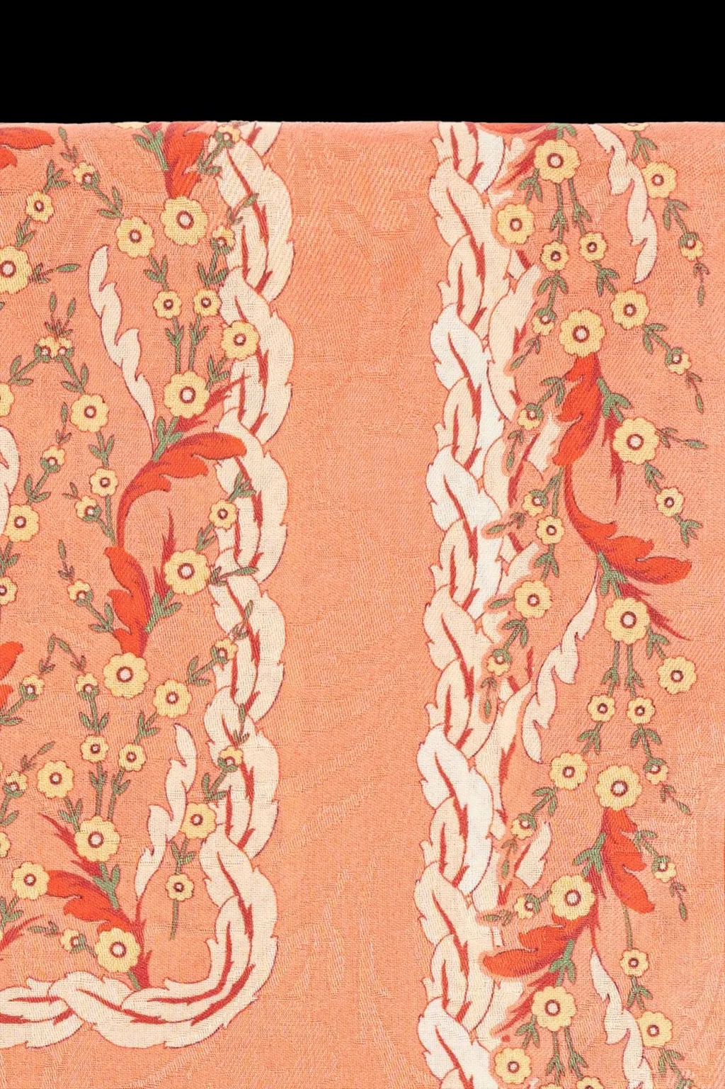 Floral Motif Frayed Edge Scarf
