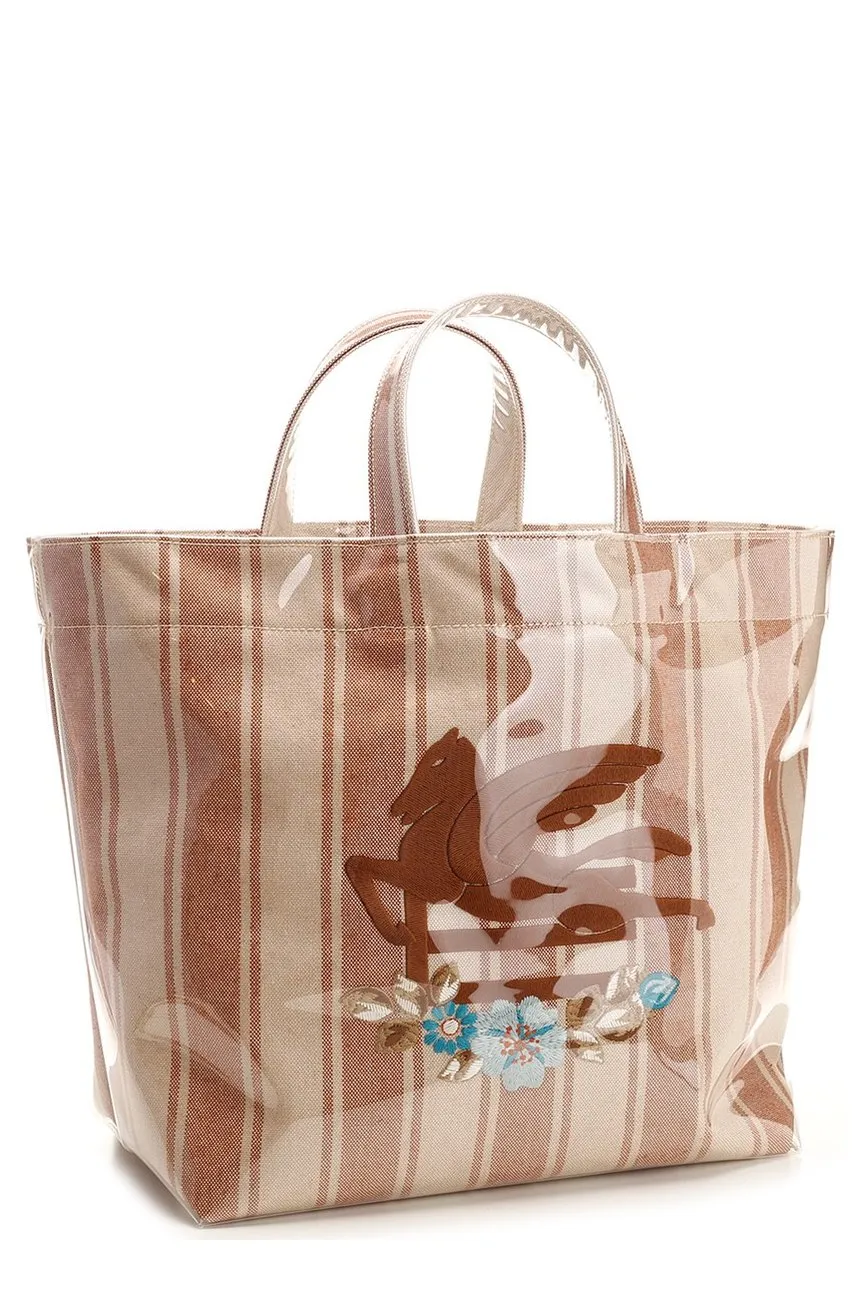 Striped Printed Large Tote Bag