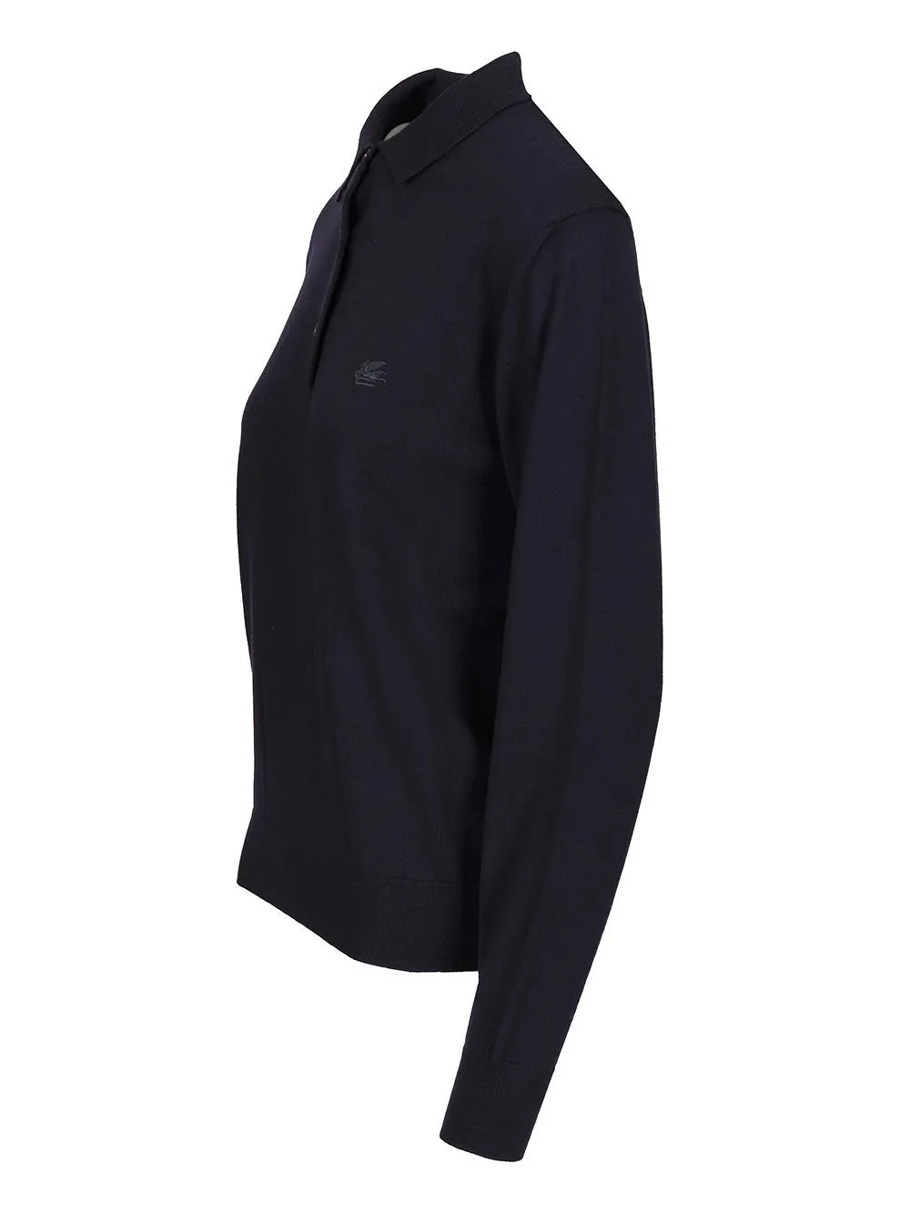 Long-Sleeved Knitted Polo Shirt