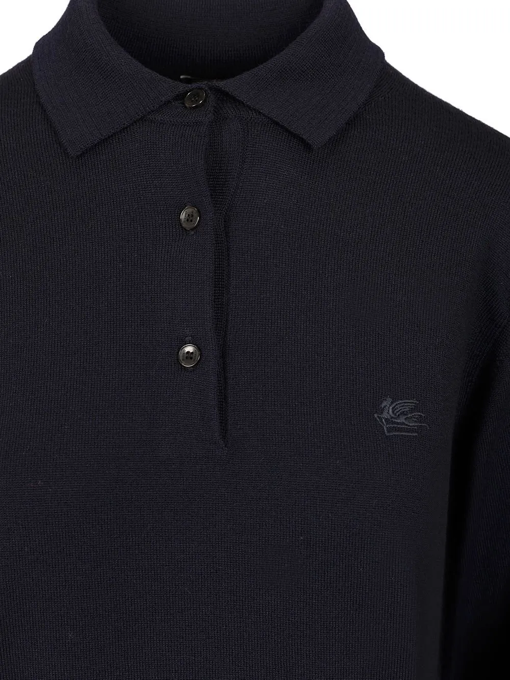 Long-Sleeved Knitted Polo Shirt