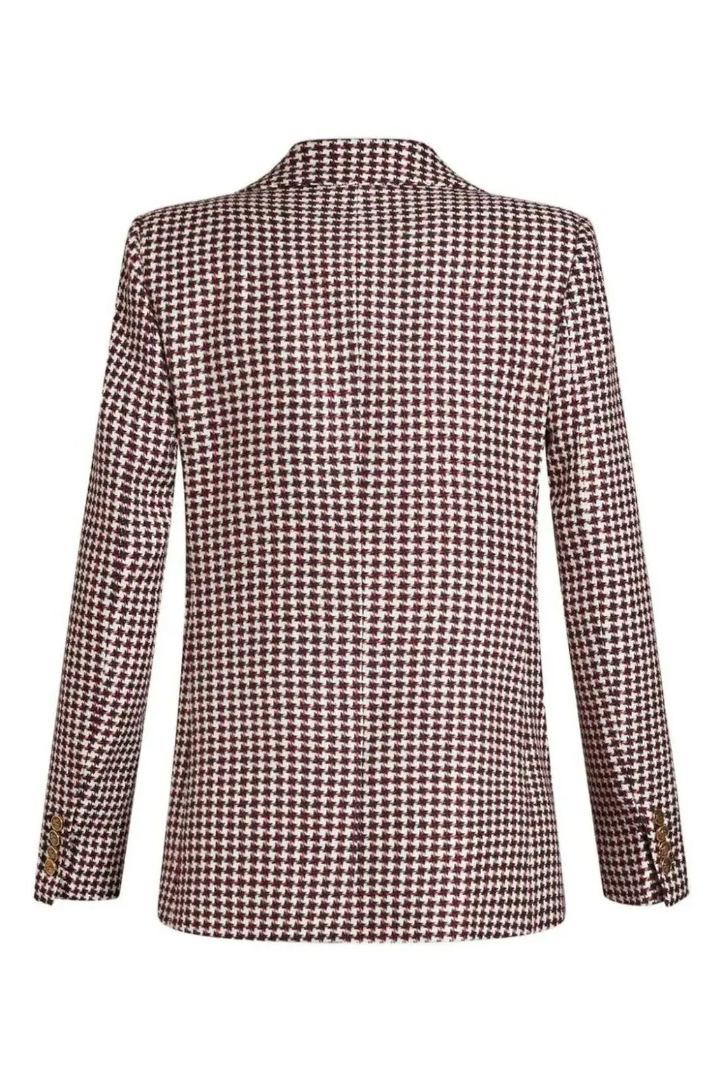 Houndstooth Patterned Straight Hem Jacket