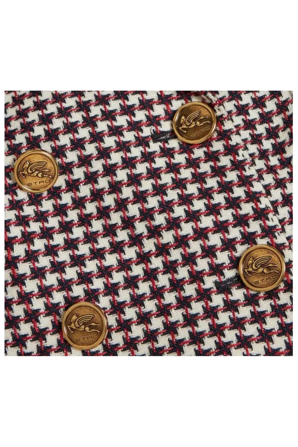 Houndstooth Patterned Straight Hem Jacket