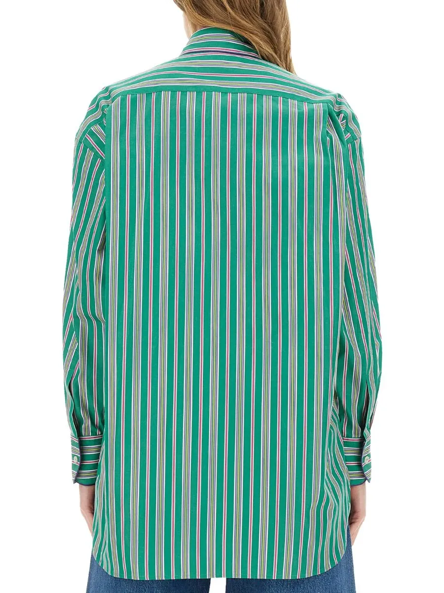Logo Embroidered Striped Shirt