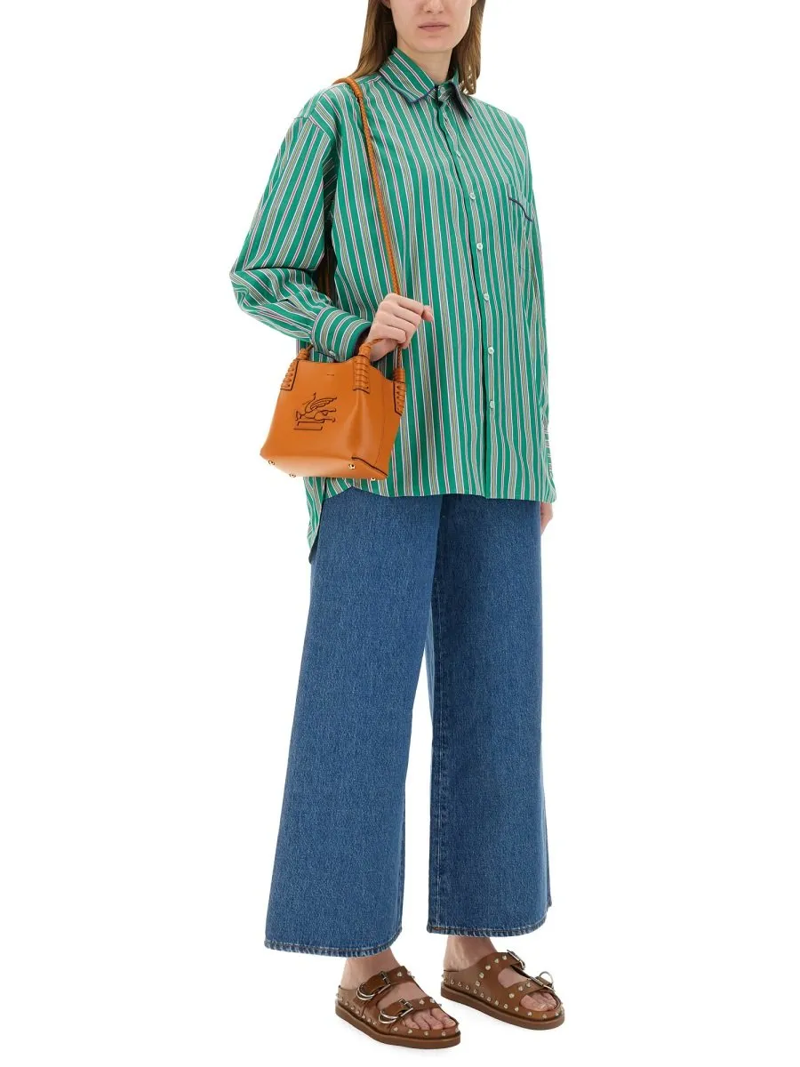 Logo Embroidered Striped Shirt