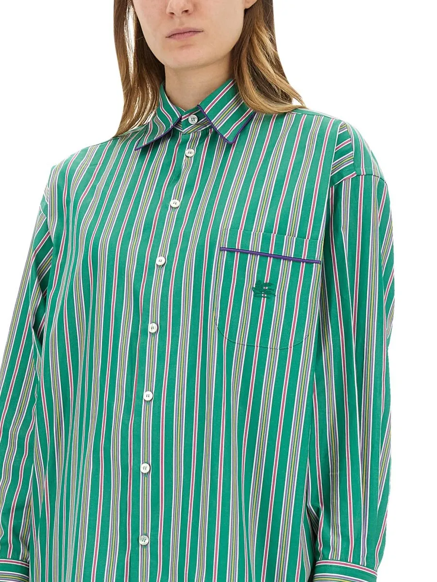 Logo Embroidered Striped Shirt