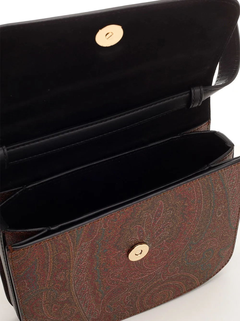 Paisley Printed Logo Plaque Crossbody Bag