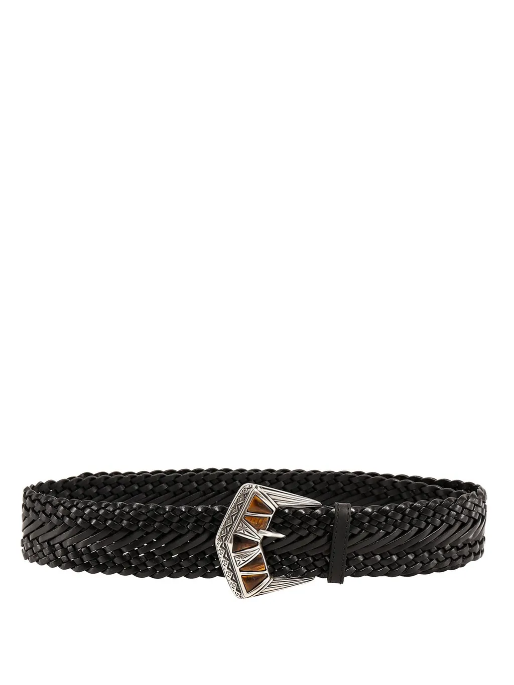 Engraved Buckle Braided Belt