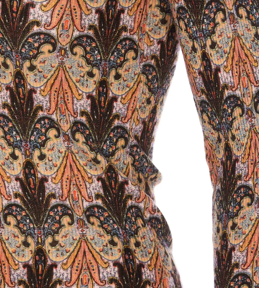 Graphic-Printed V-Neck Knitted Jumper