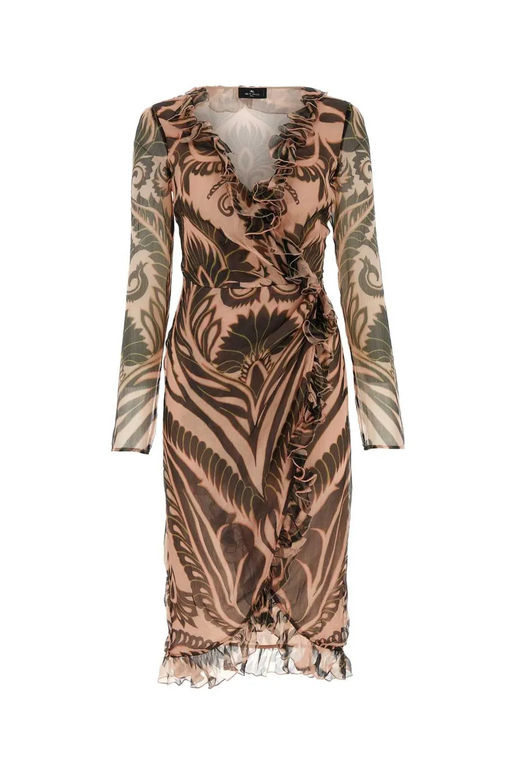 Graphic-Printed Ruffled Detailed Midi Dress