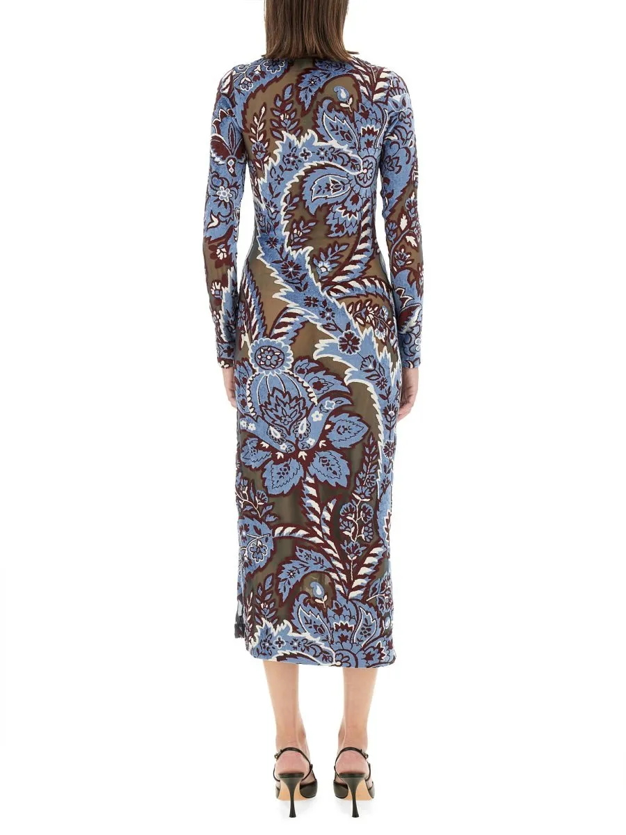 Jacquard Velvet Tulle Dress
