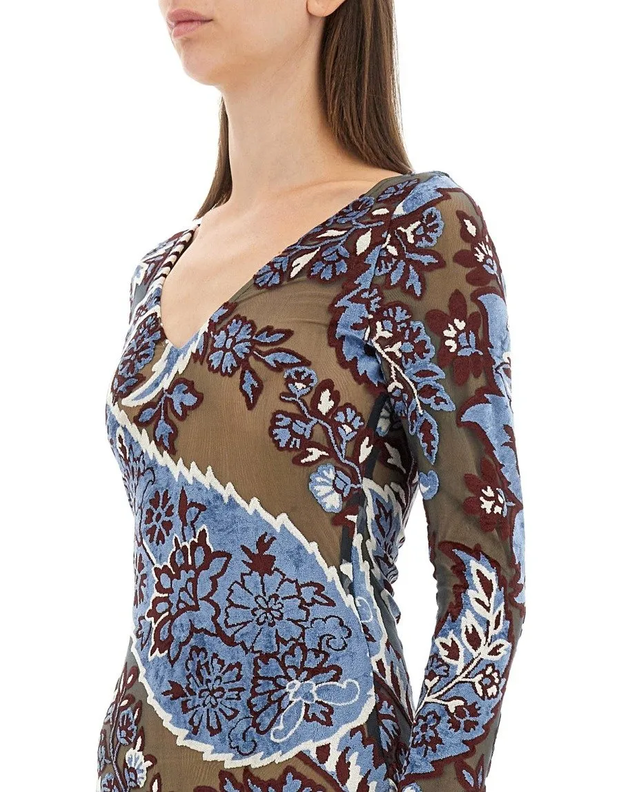 Jacquard Velvet Tulle Dress