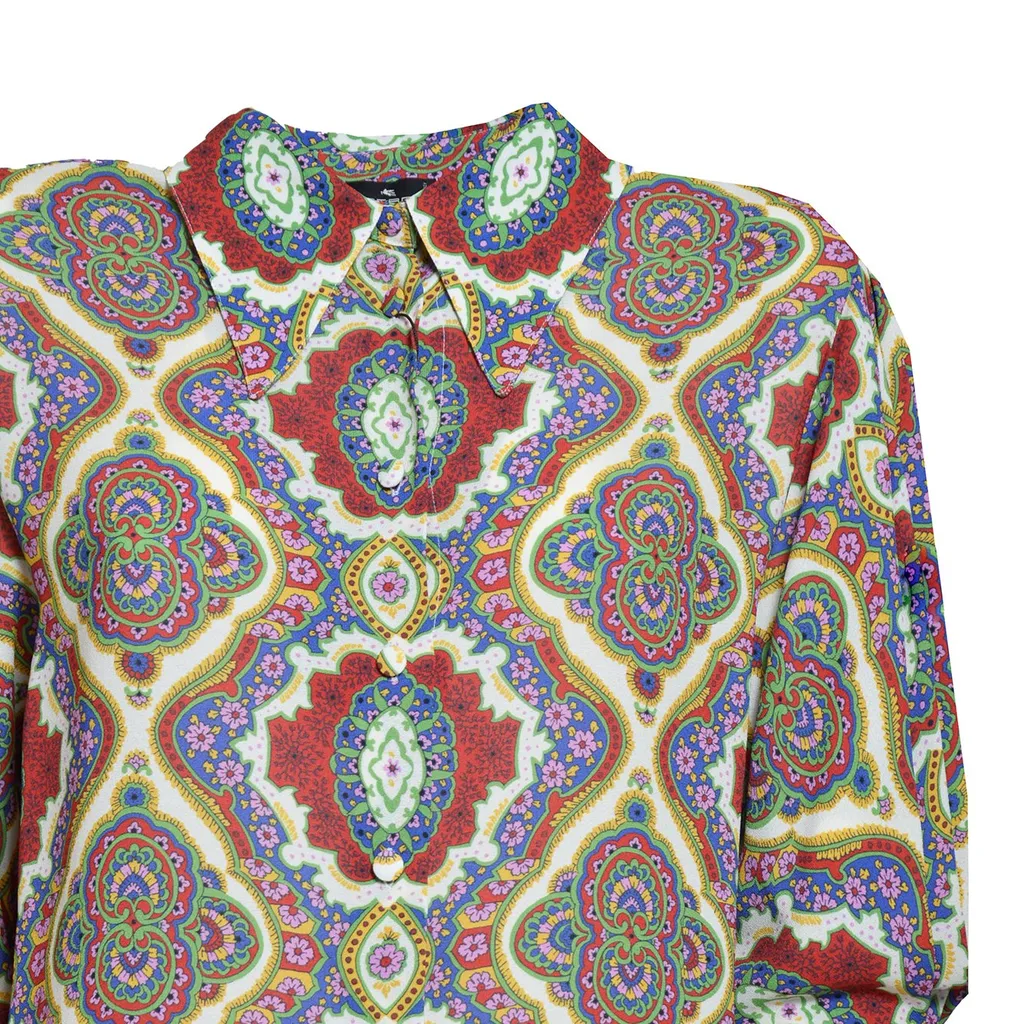 Graphic Printed Straight Hem Cady Blouse, 3