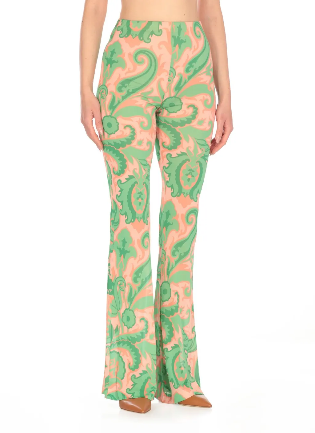Paisley-Printed Flared Pants