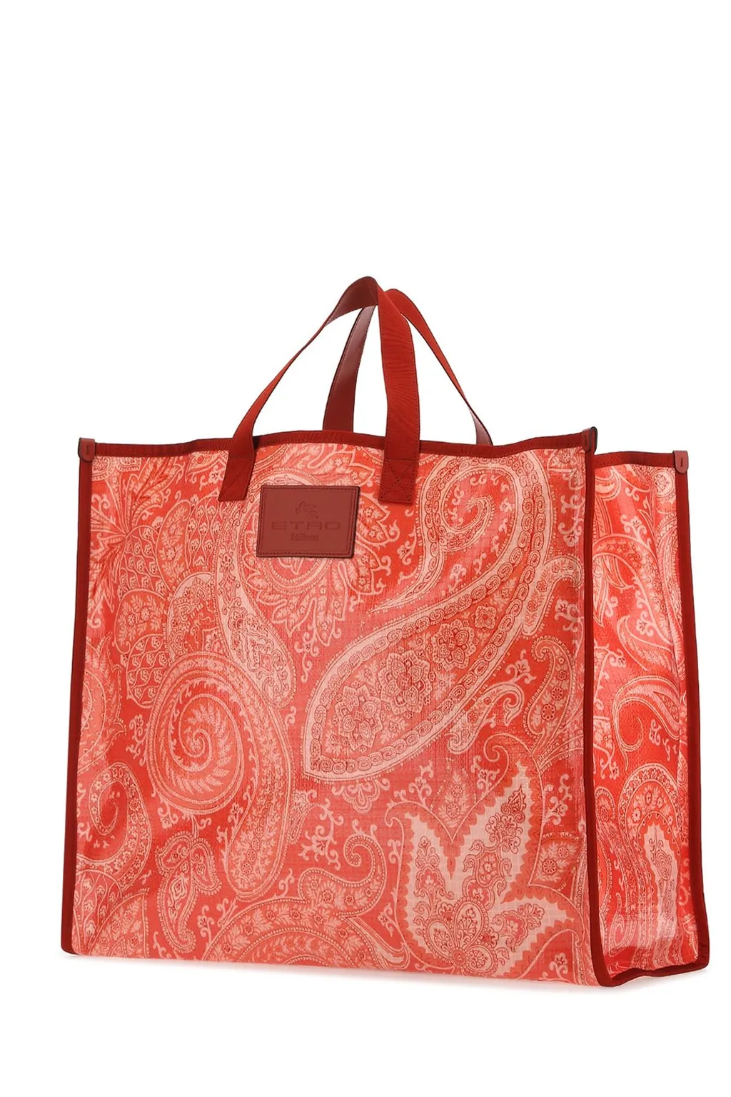Paisley Printed Logo Patch Tote Bag
