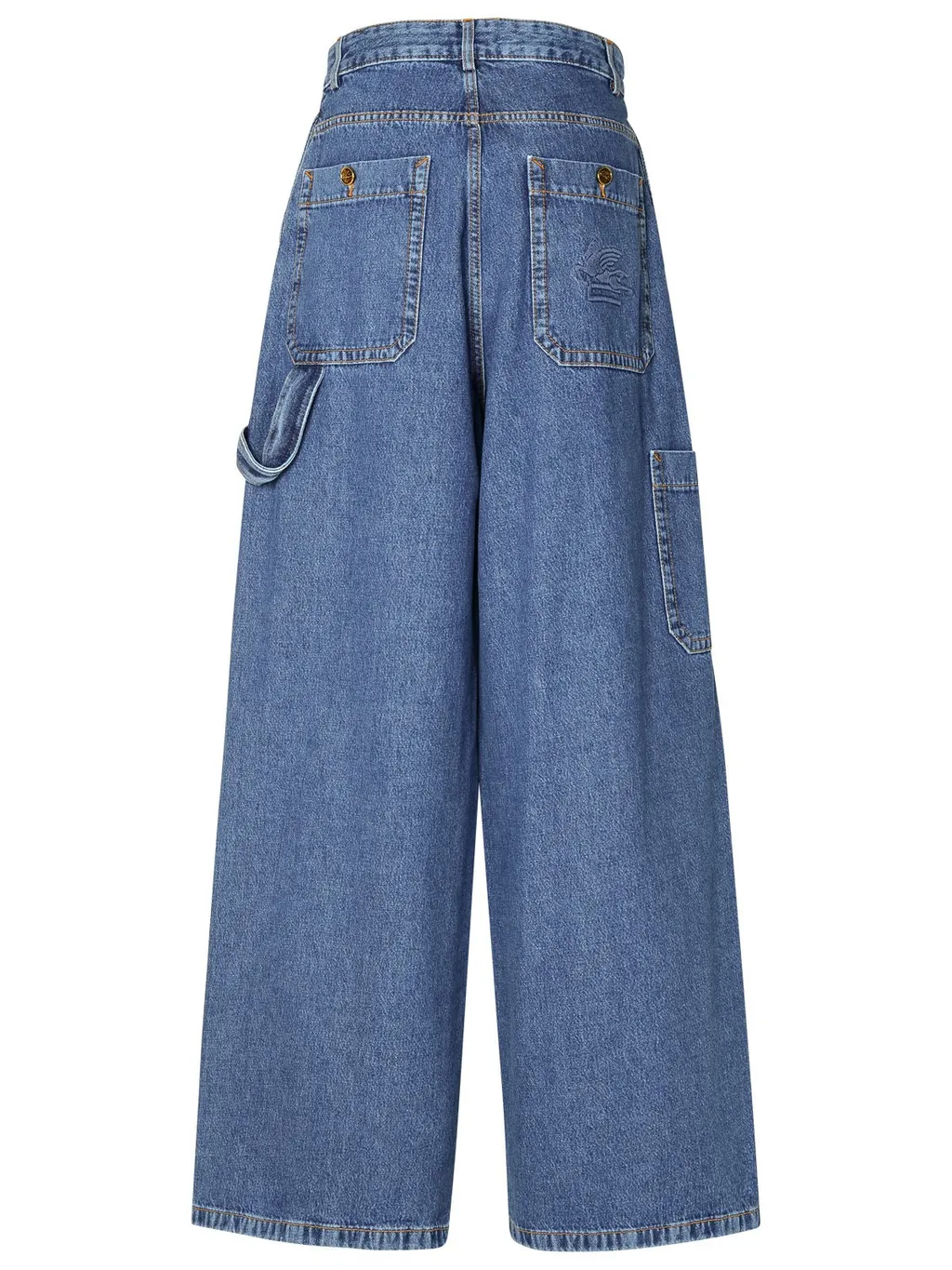 Pegaso-Embroidered High-Waist Wide-Leg Jeans