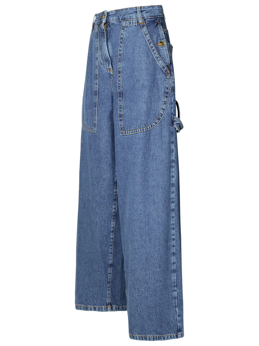 Pegaso-Embroidered High-Waist Wide-Leg Jeans
