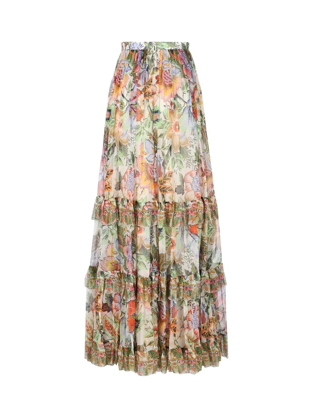 Floral Printed Pleated Midi Skirt