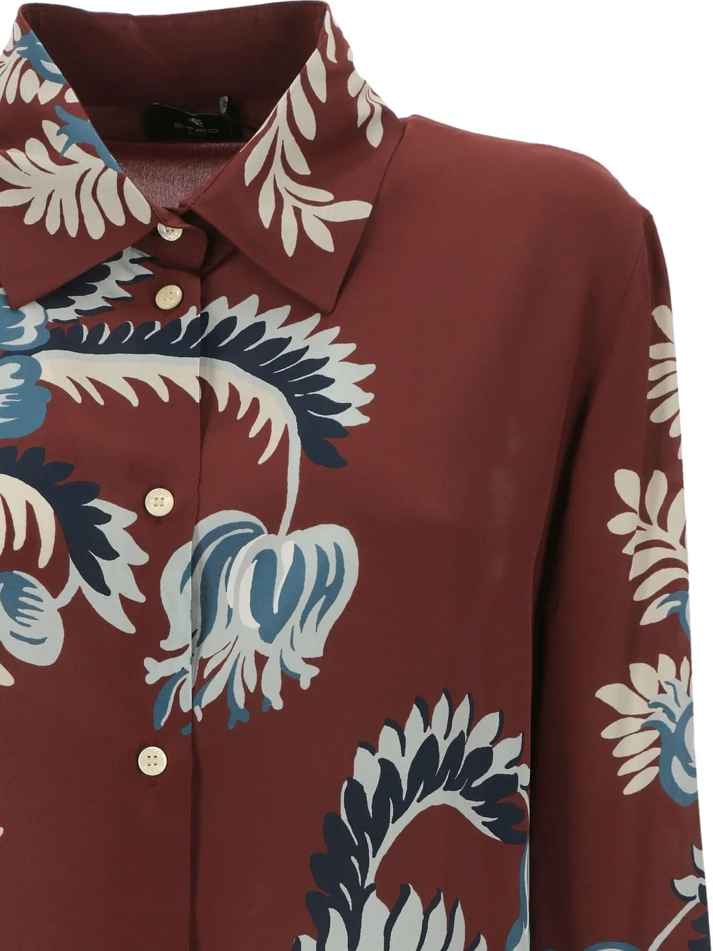 Floral-Printed Curved Hem Shirt