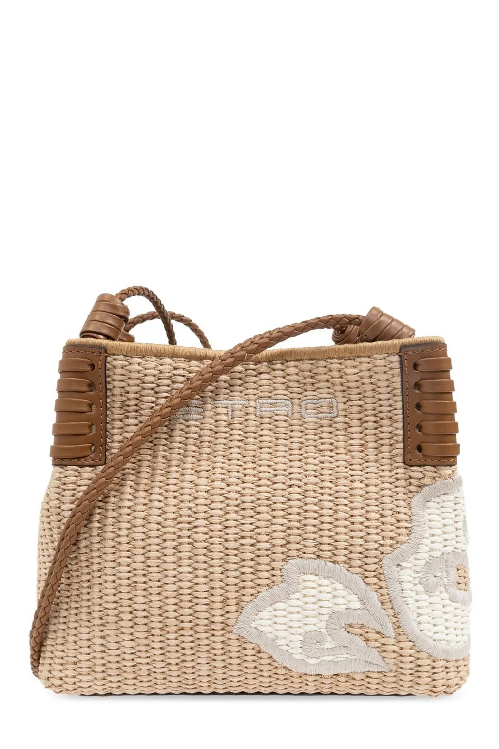 Logo Embroidered Interwoven Crossbody Bag