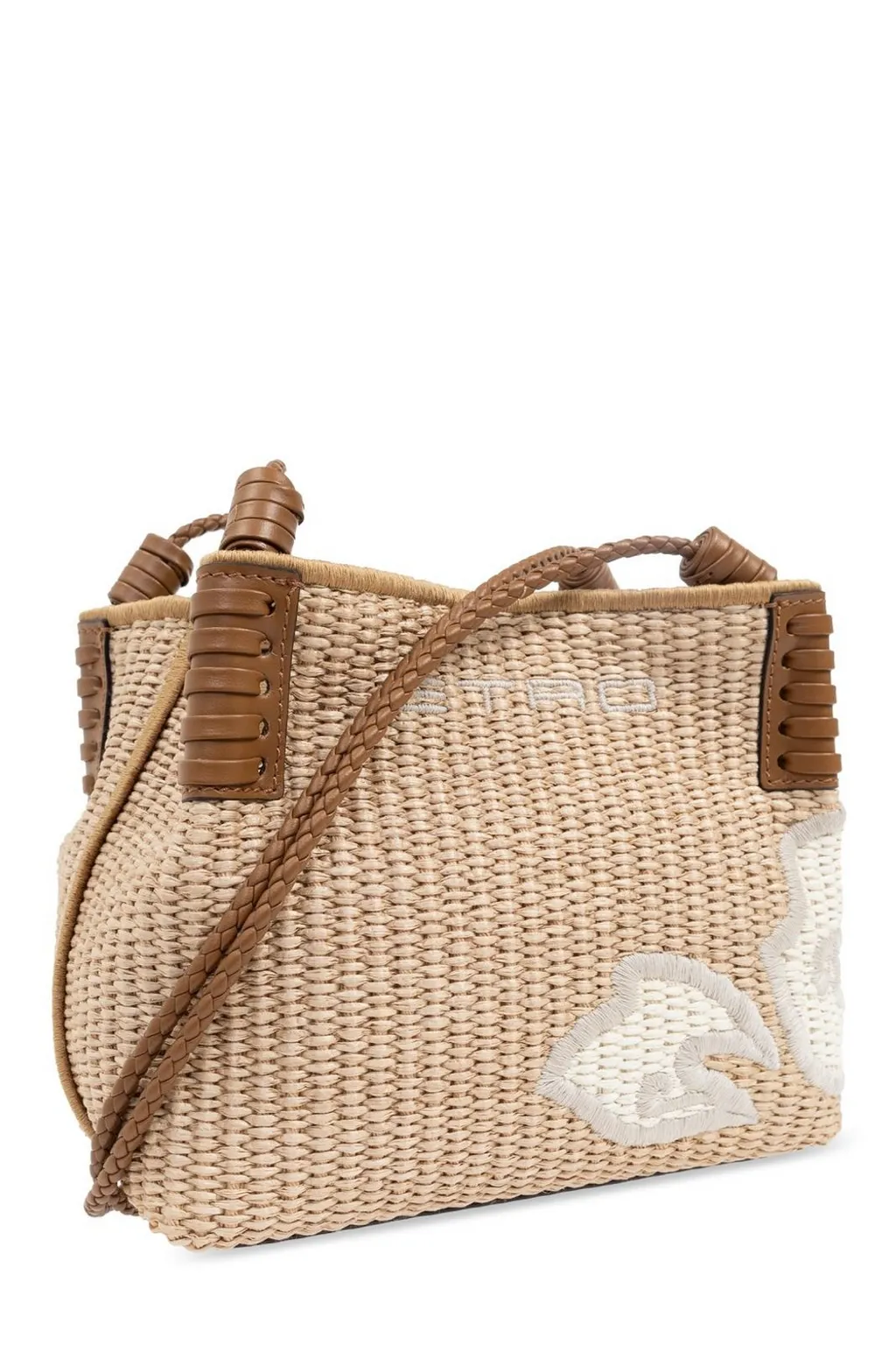 Logo Embroidered Interwoven Crossbody Bag