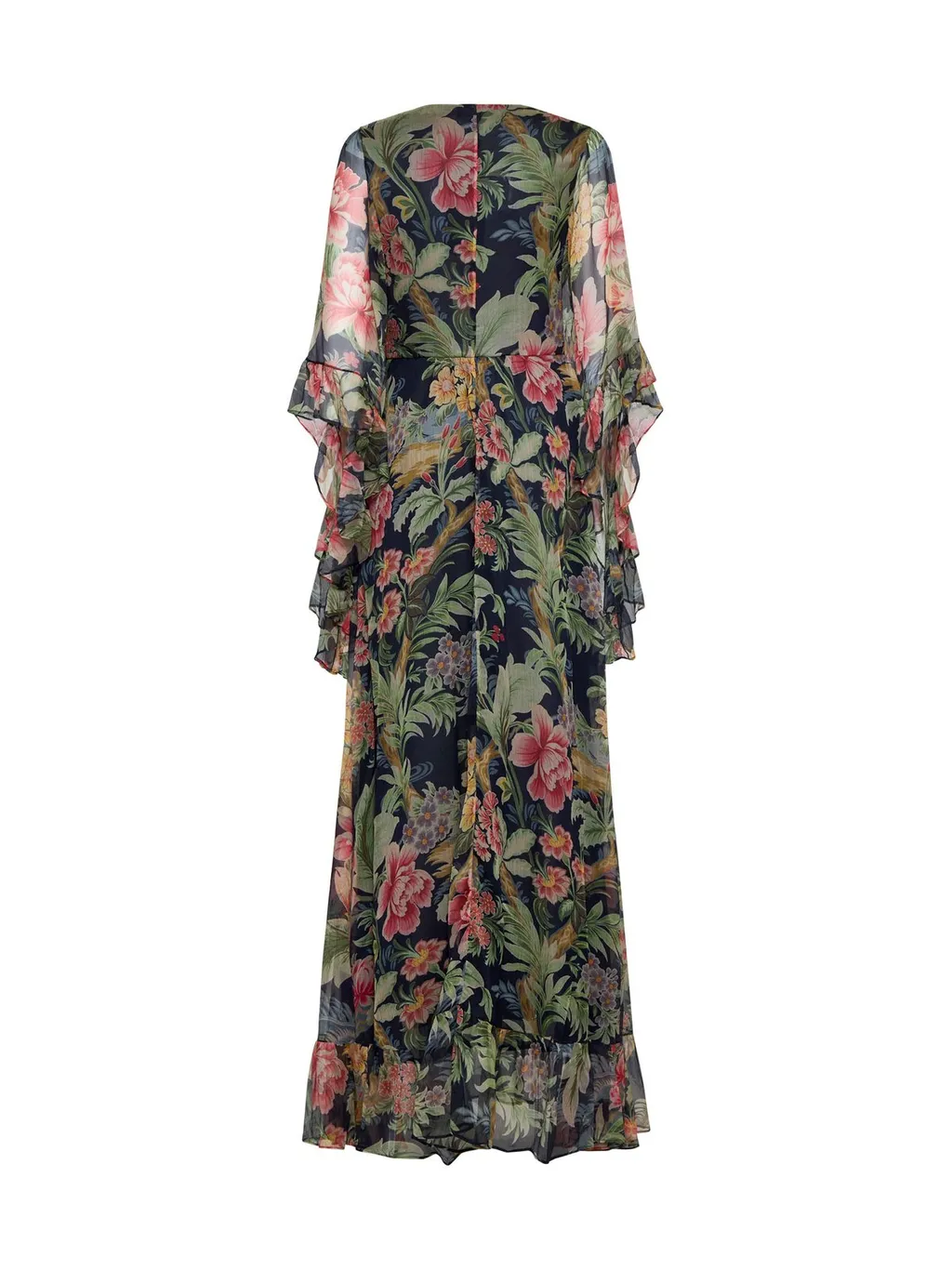Floral Printed Kimono-Sleeved Maxi Dress