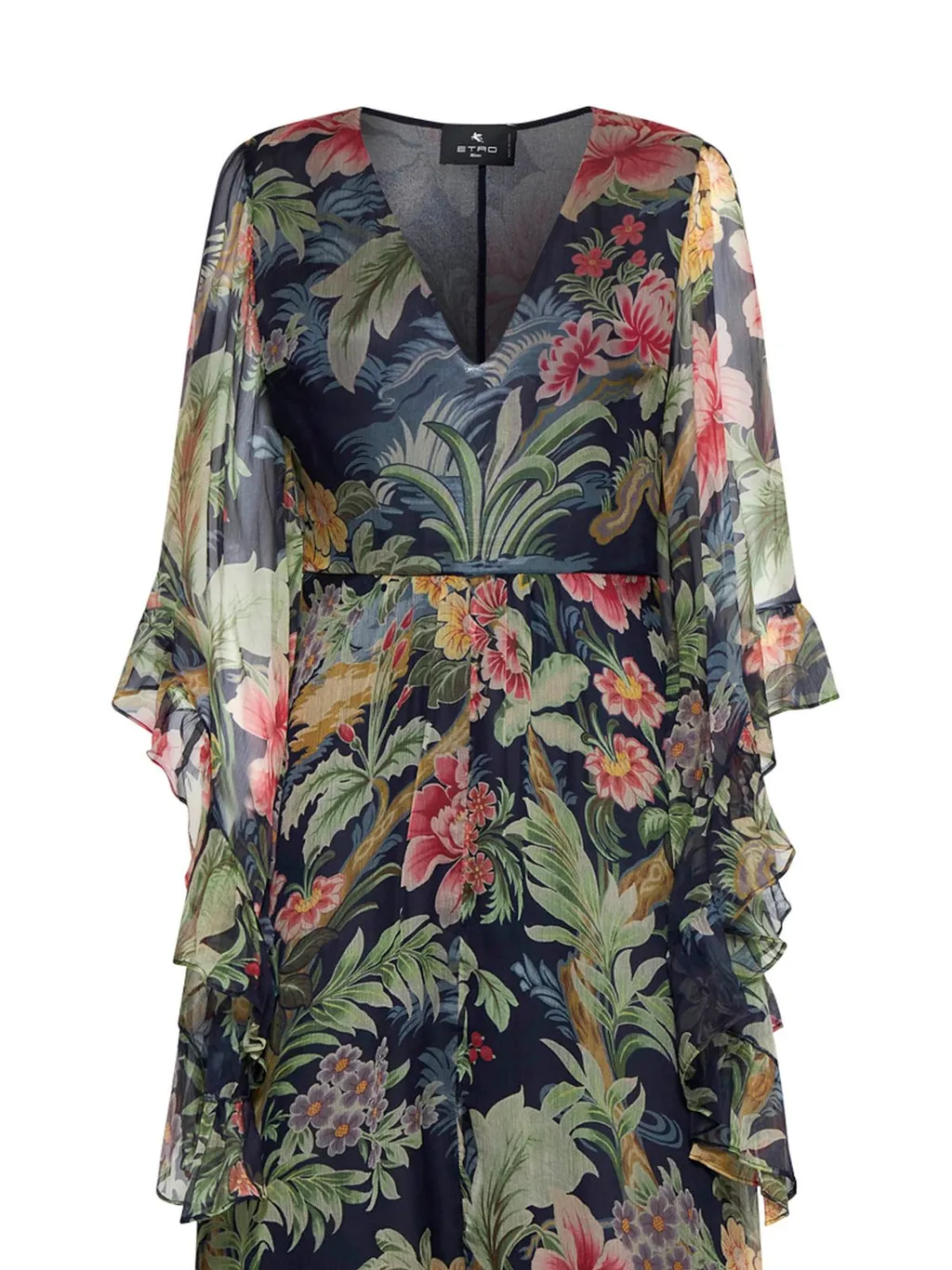 Floral Printed Kimono-Sleeved Maxi Dress