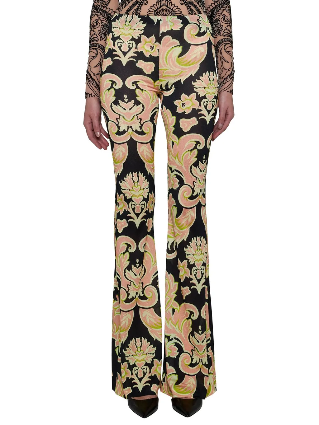 Floral Printed Flared-Leg Trousers
