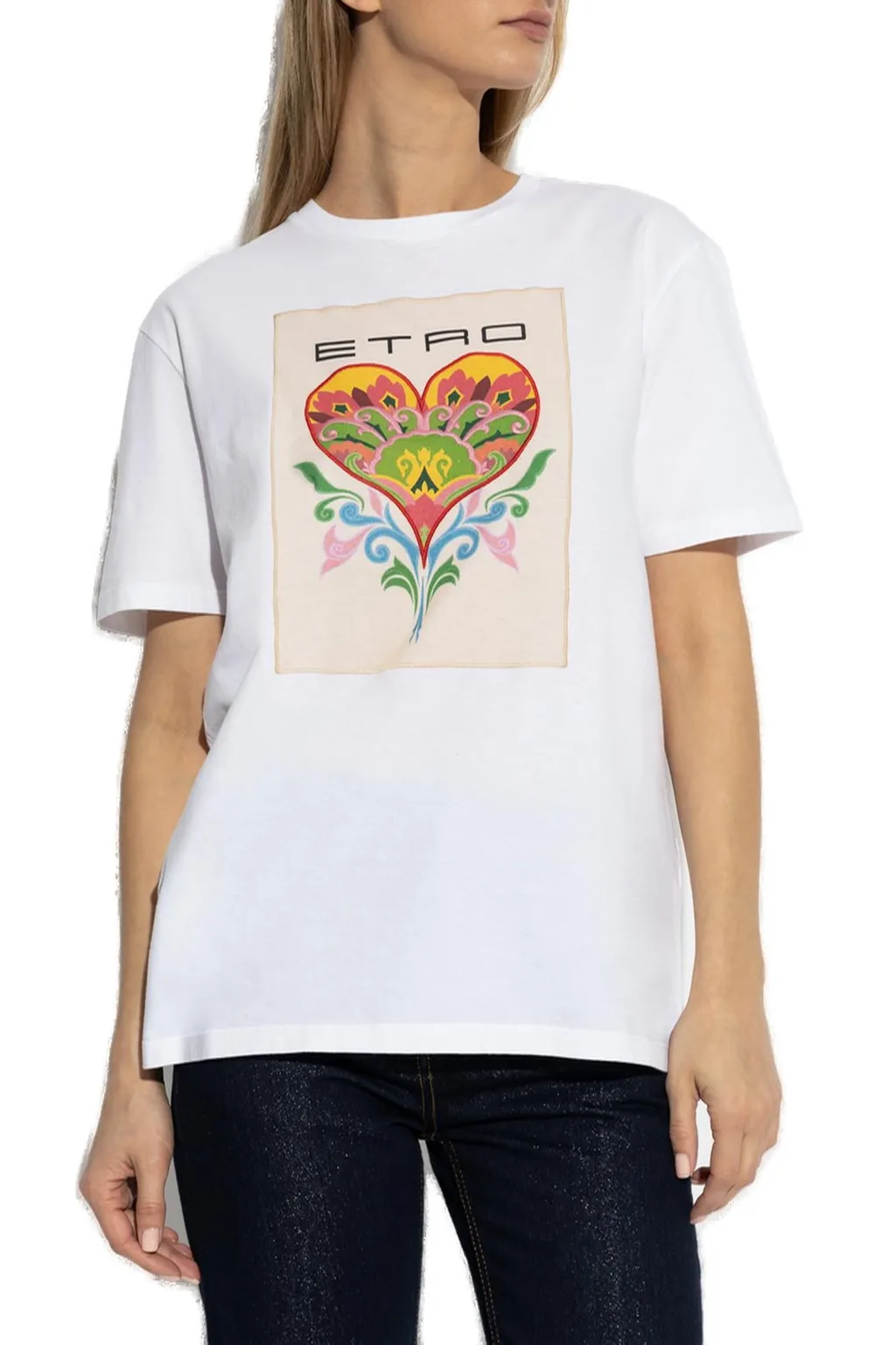 Motif Embroidered Crewneck T-Shirt