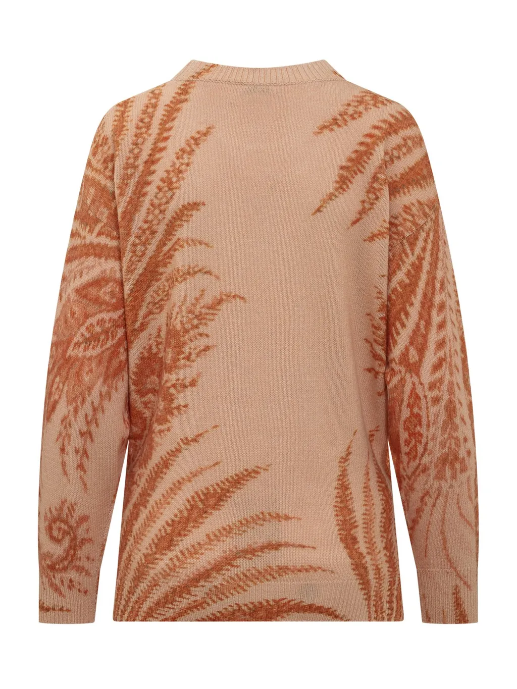 Foliage-Printed Crewneck Knitted Jumper