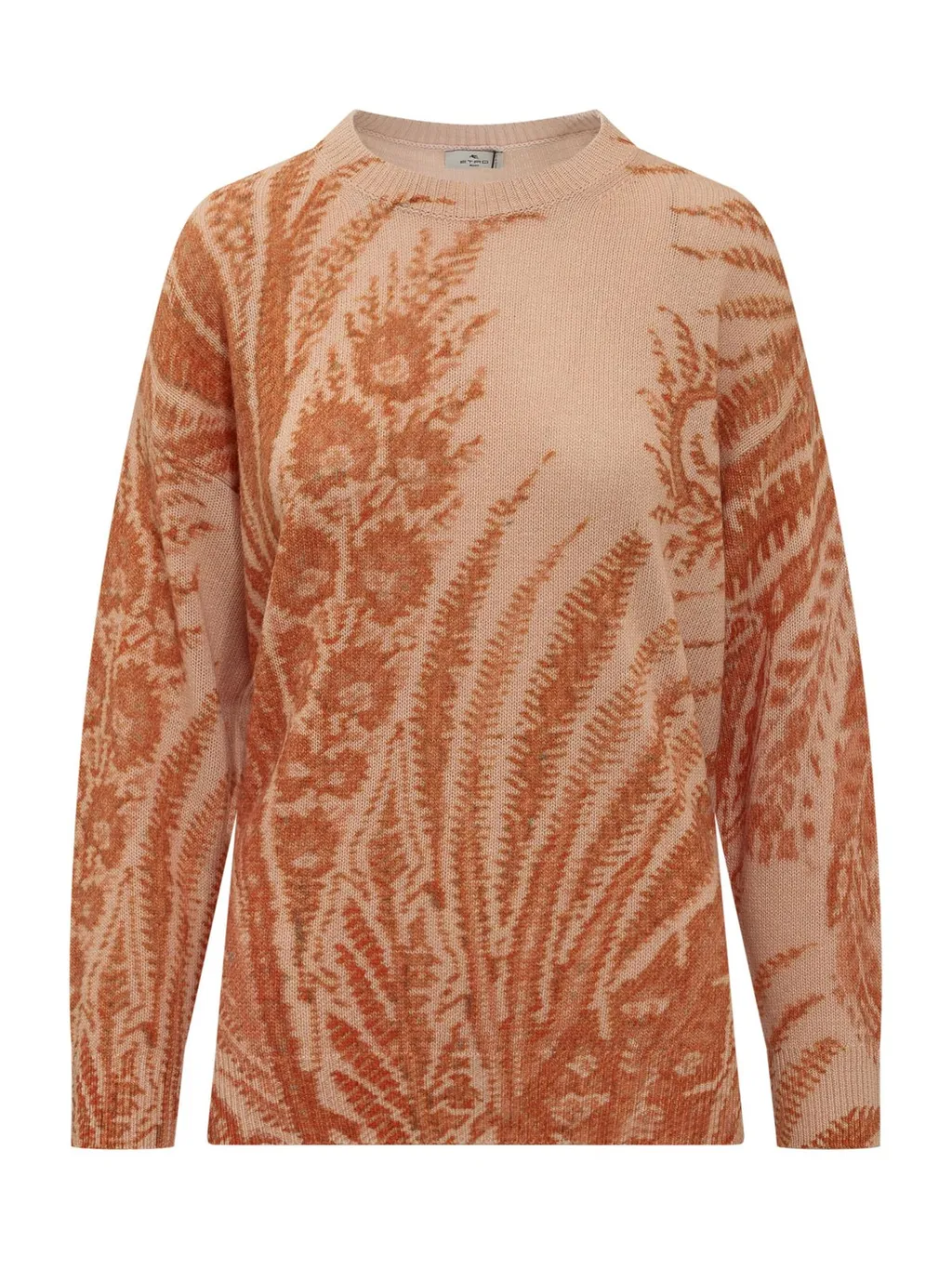 Foliage-Printed Crewneck Knitted Jumper