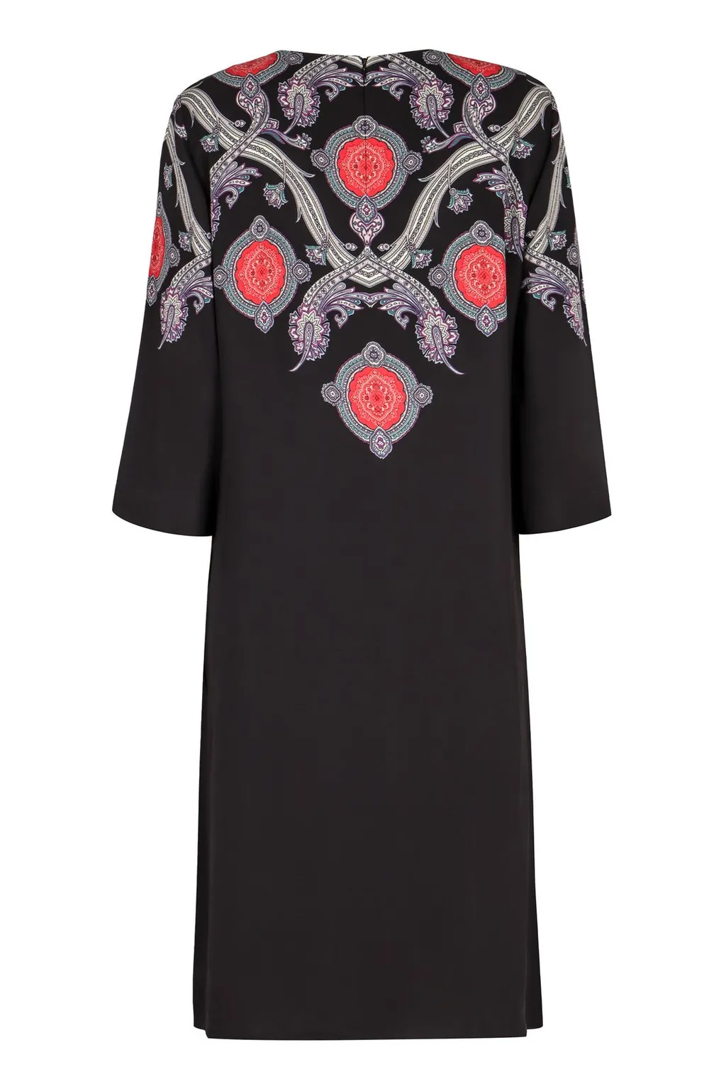 Paisley Printed Cady Crewneck Midi Dress