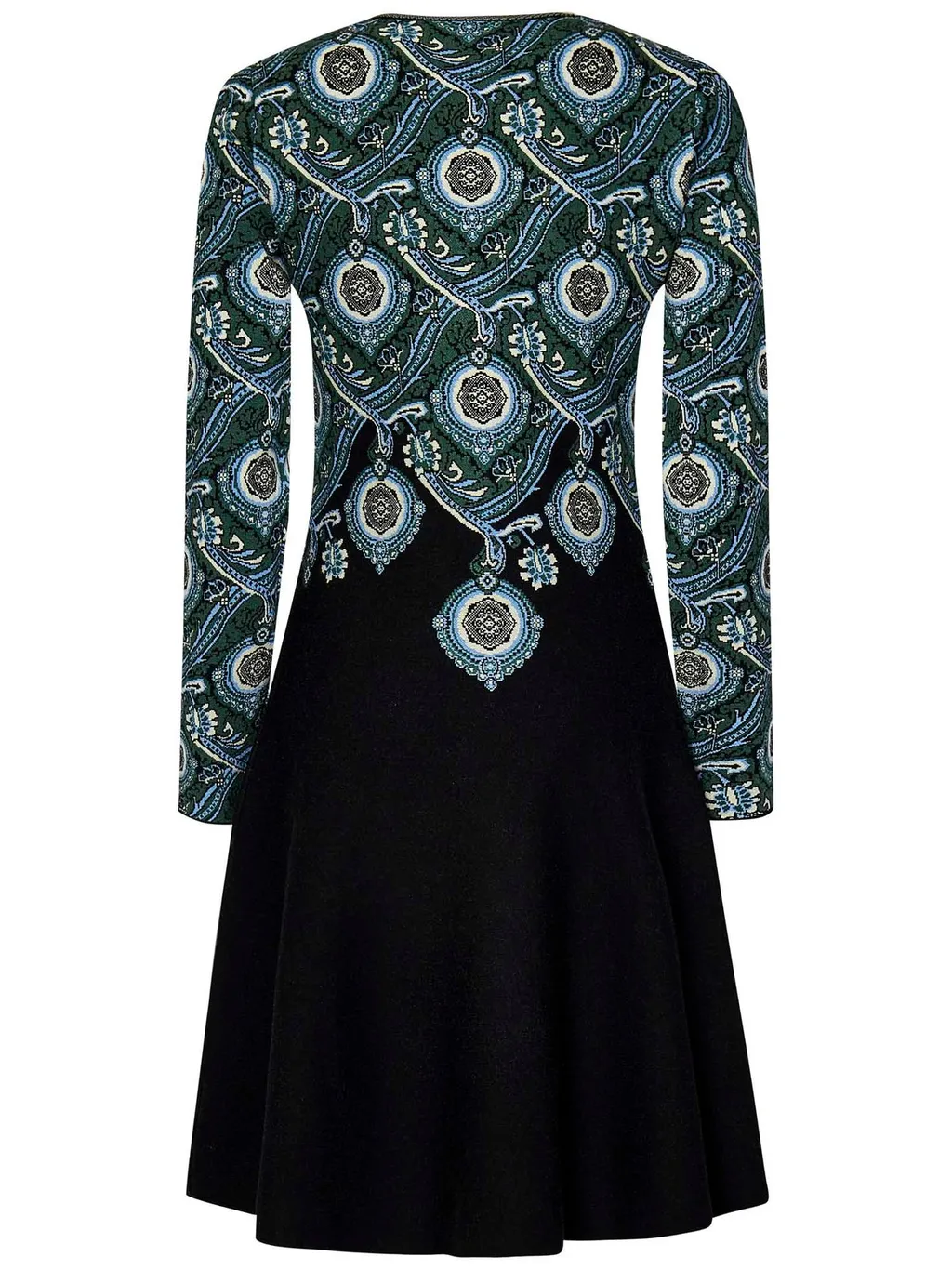 Jacquard-Pattern Crewneck Mini Dress
