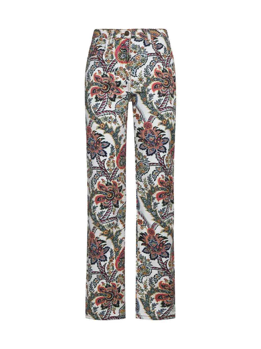 Paisley-Printed Logo Patch Jeans