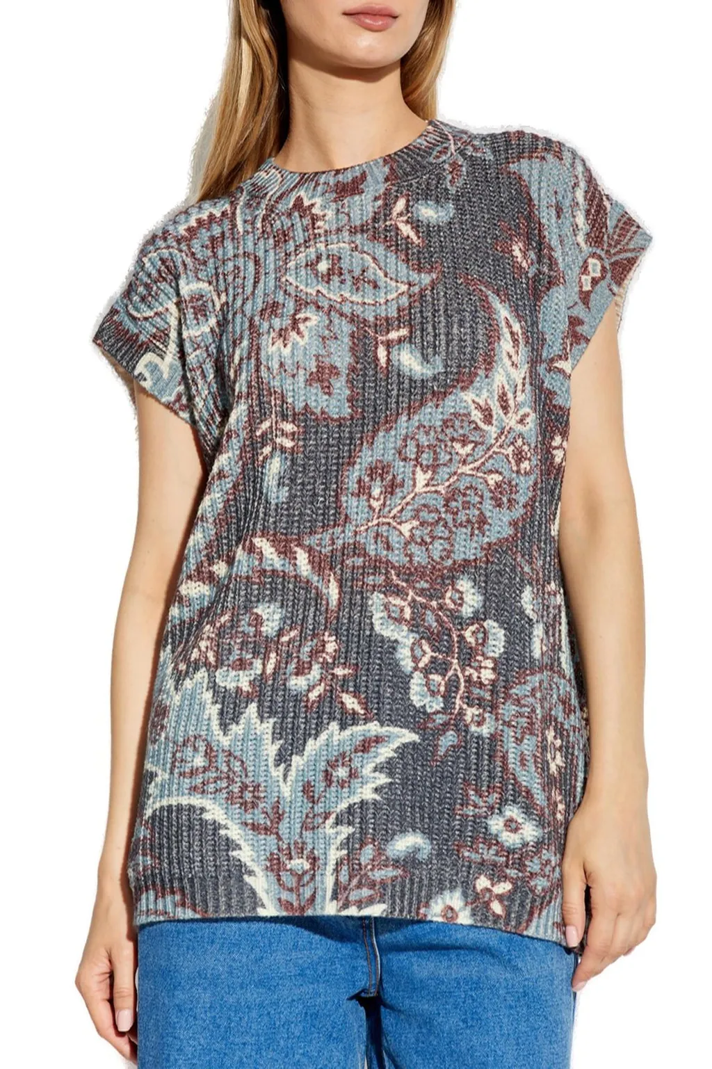 Floral Pattern Knit Vest