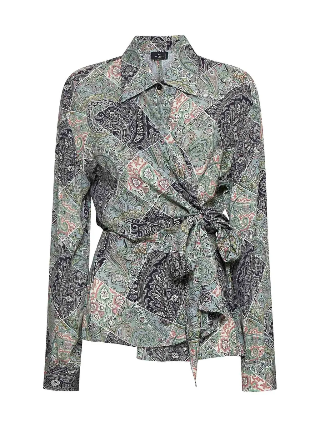 Patchwork Wraparound Asymmetric Shirt