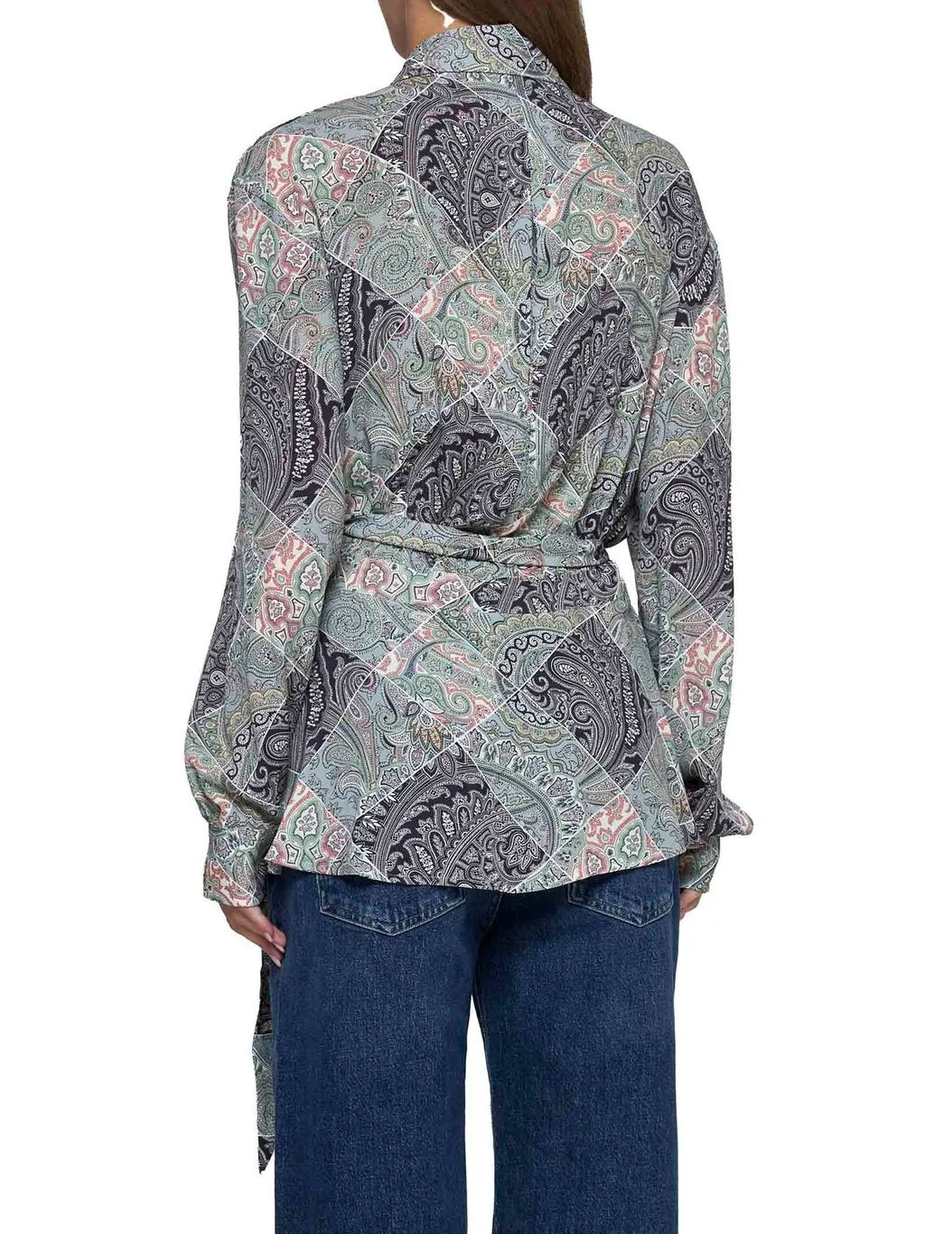 Patchwork Wraparound Asymmetric Shirt